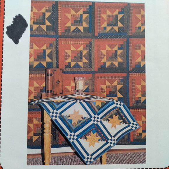 Quilt Sewing Pattern Wall 72"x90" and 27"x39" Log Cabin SawTooth Star - Picture 3 of 7